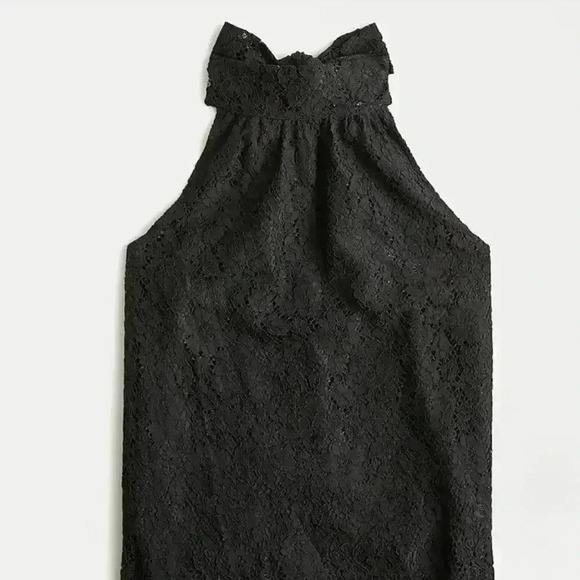 J. Crew Tie-neck‎ Top in Lace Black Size Medium - Picture 2 of 16